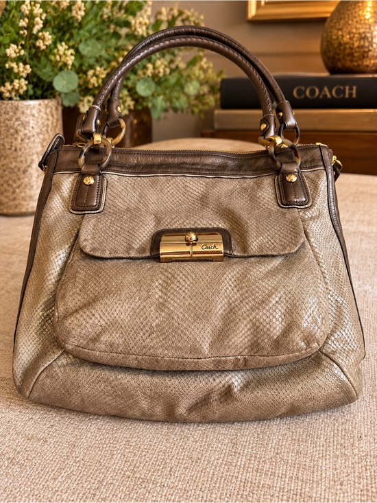Coach | Bags | Coach Kristin Metallic Python Embossed Leather Ns Tote ...